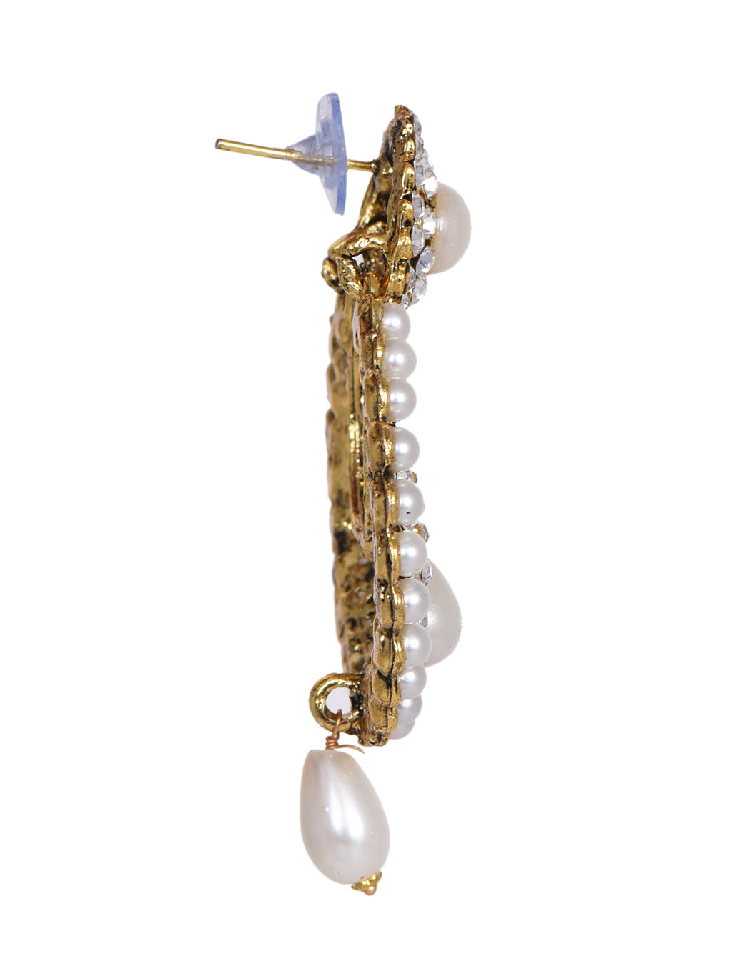 Gold-Polished Alloy Traditional Look Pearl Studded Earrings - The Pari | Grab2Buy