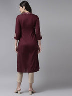 Yufta Women Maroon Ethnic Motifs Embroidered Kurta | Grab2Buy