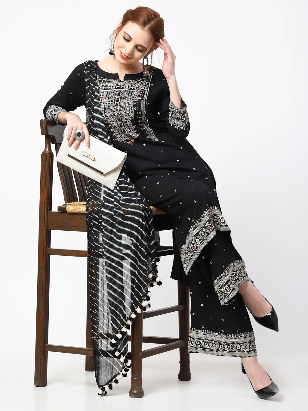 Cheera Kurta Palazzo With Leheria Dupatta set (CH105KPD) | Grab2Buy